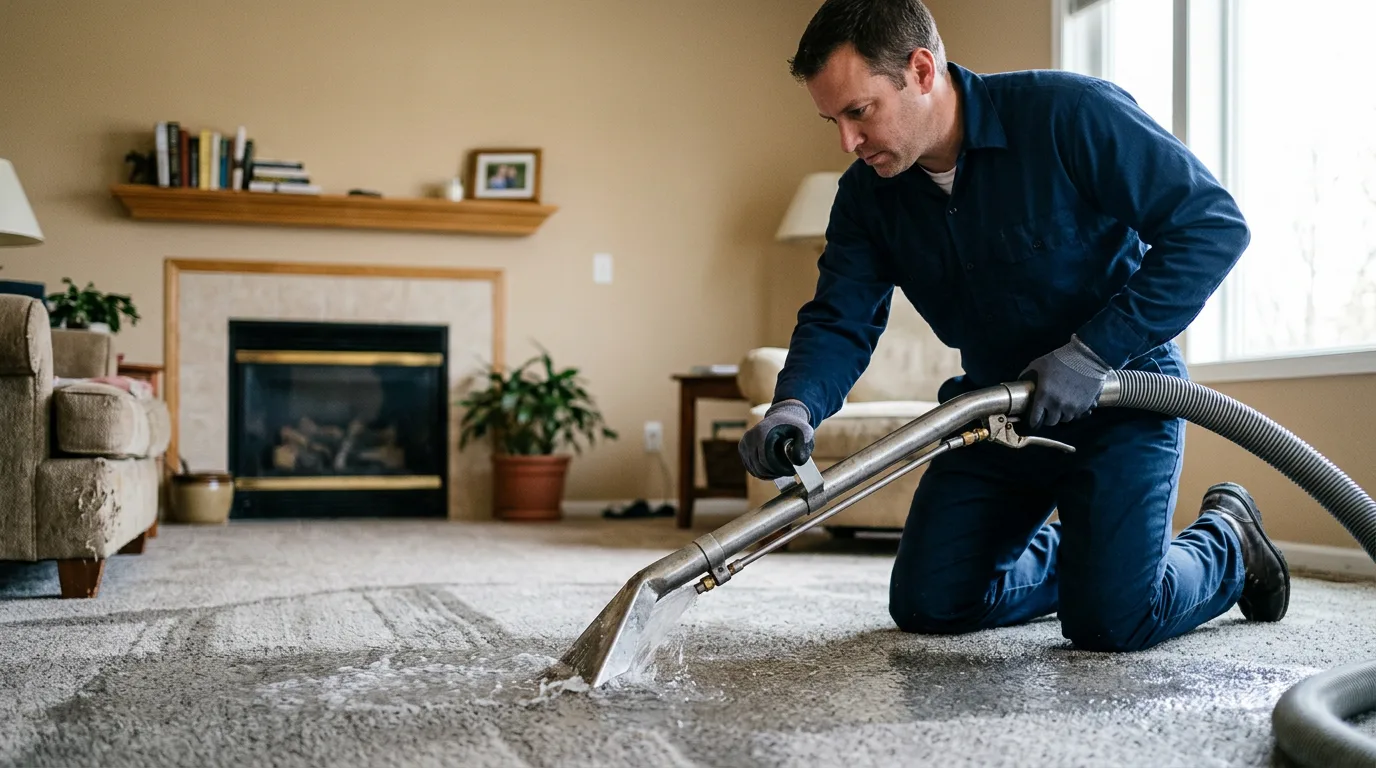 Water damage restoration technician working near Corning, AR